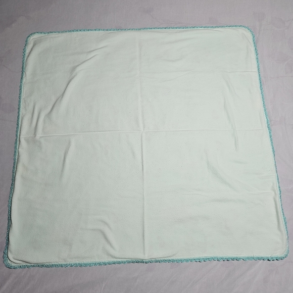 New* handmade baby feet and turquo one of a kind baby blanket approx. 32" by 34" - Picture 3 of 12